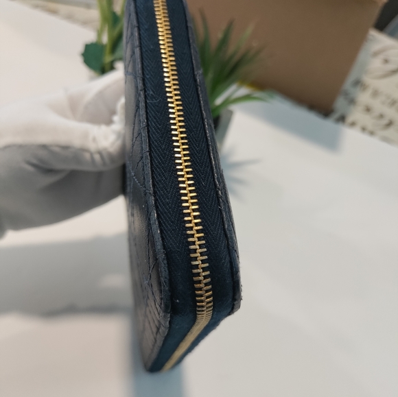 Dior Navy Blue Zip round wallet Cannage - Picture 8 of 14